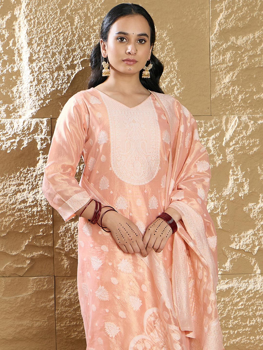 Anouk Women Woven Design Regular Straight  Kurta with Trousers & Dupatta