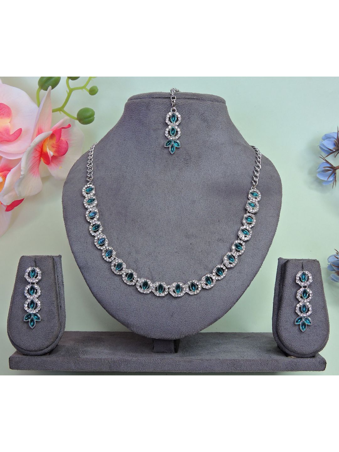 VATSALYA creation Women Turquoise Blue Jewellery Set-picture-15