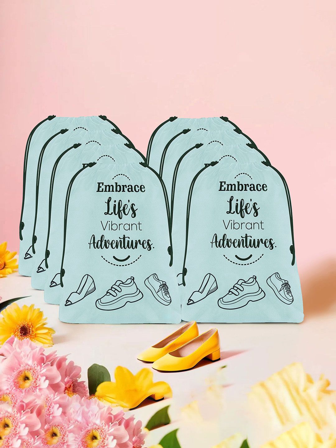 Aura Grey & Black 8 Pieces Printed Reusable Cloth Storage Bag Organisers-picture-19