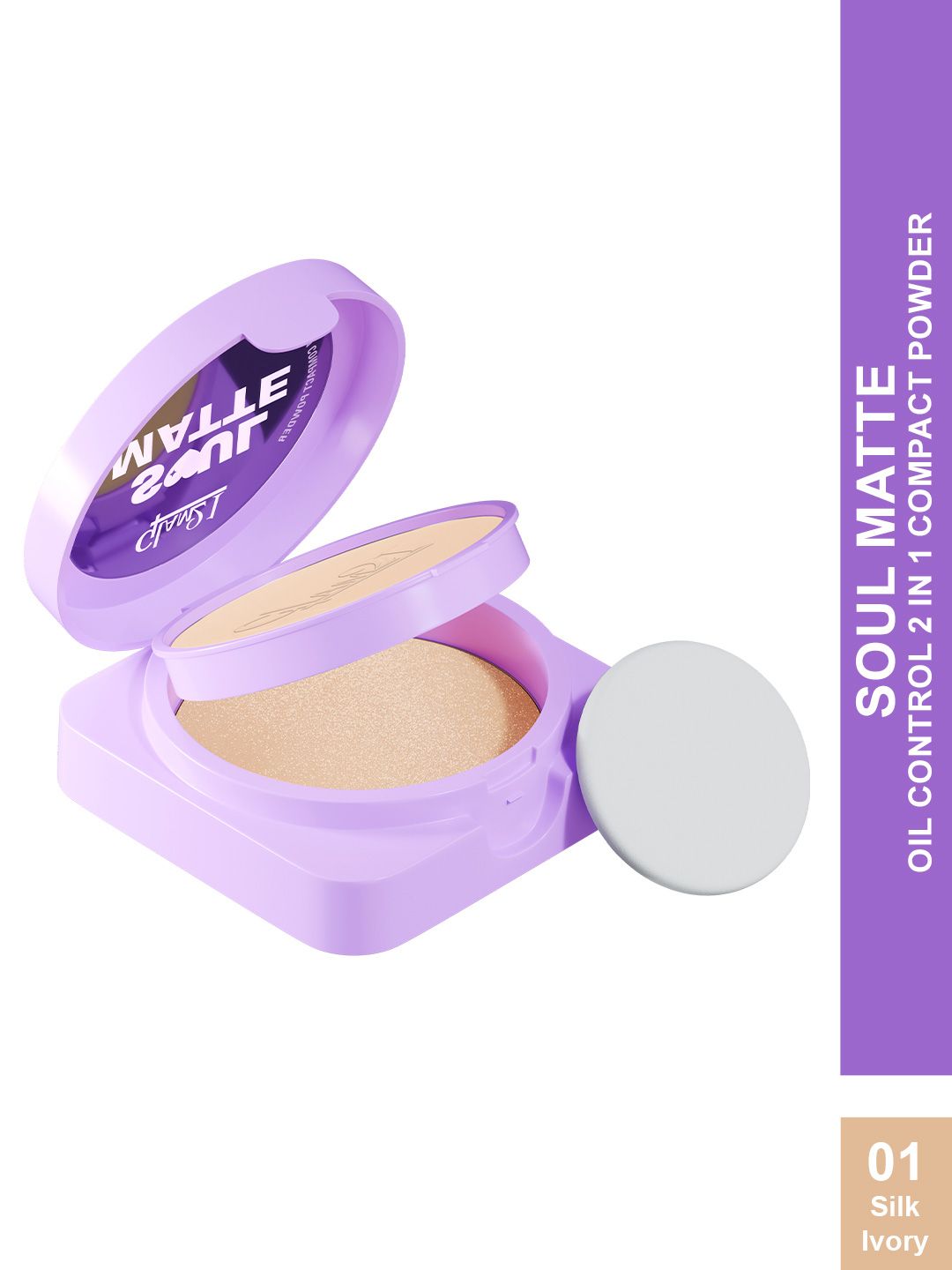 GLAM21 Soul Matte Oil Control 2-In-1 Compact Powder with Hyaluronic Acid - Silk Ivory 01