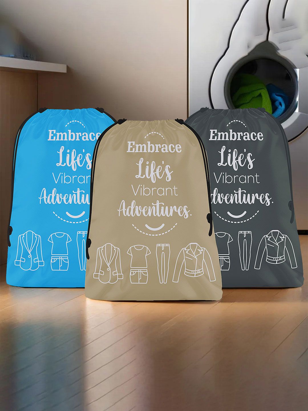 Aura Brown & Blue 3 Pieces Printed Storage Bag Water Resistant Organisers-picture-20