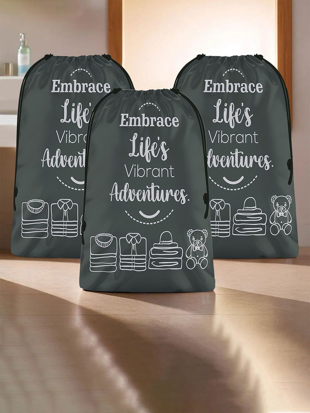 Aura Grey & White 3 Pieces Printed Storage Bag Water Resistant Organisers-picture-28