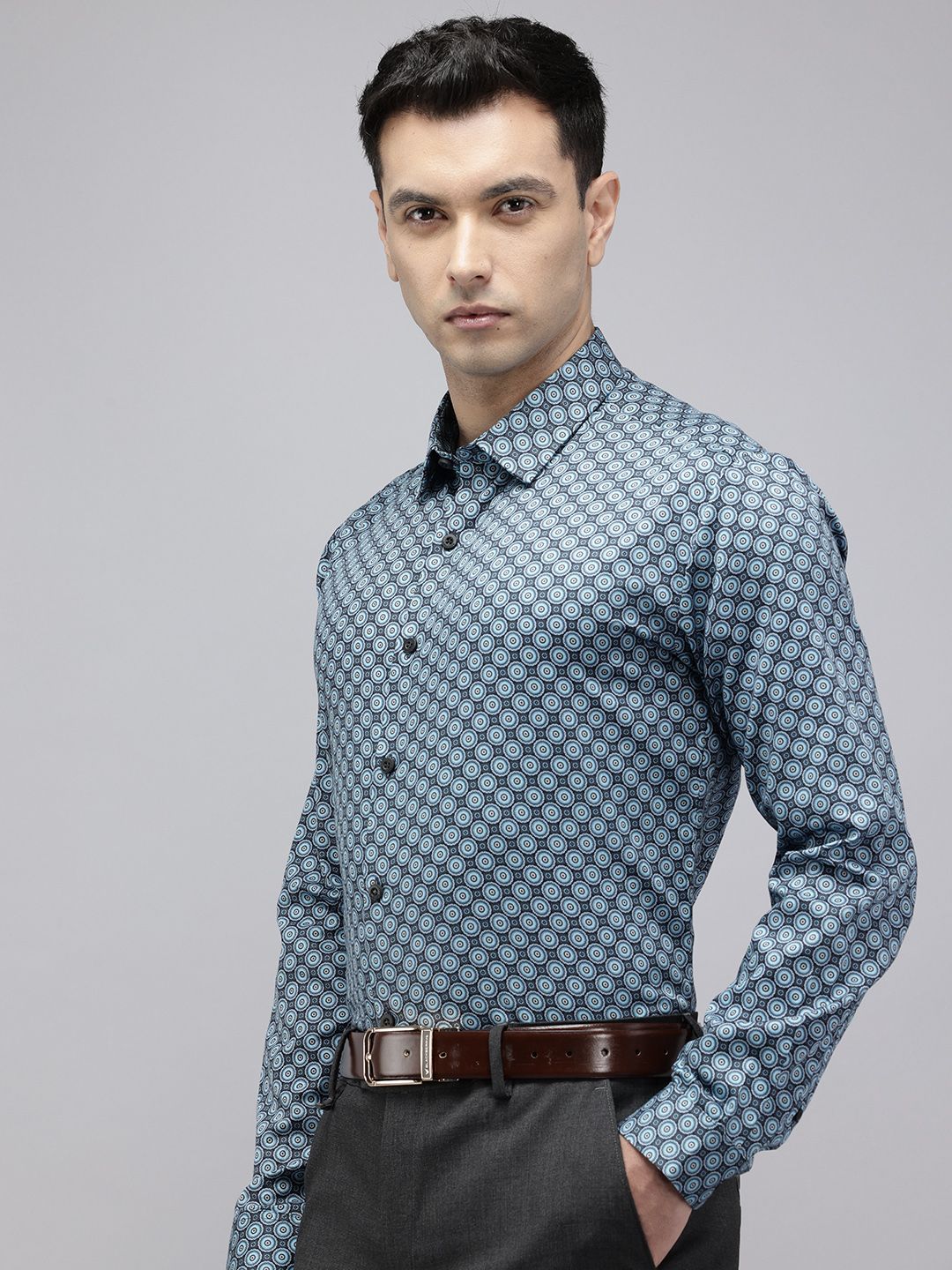 Van Heusen Pure Cotton Slim Fit Ethnic Motifs Printed Formal Shirt-picture-10