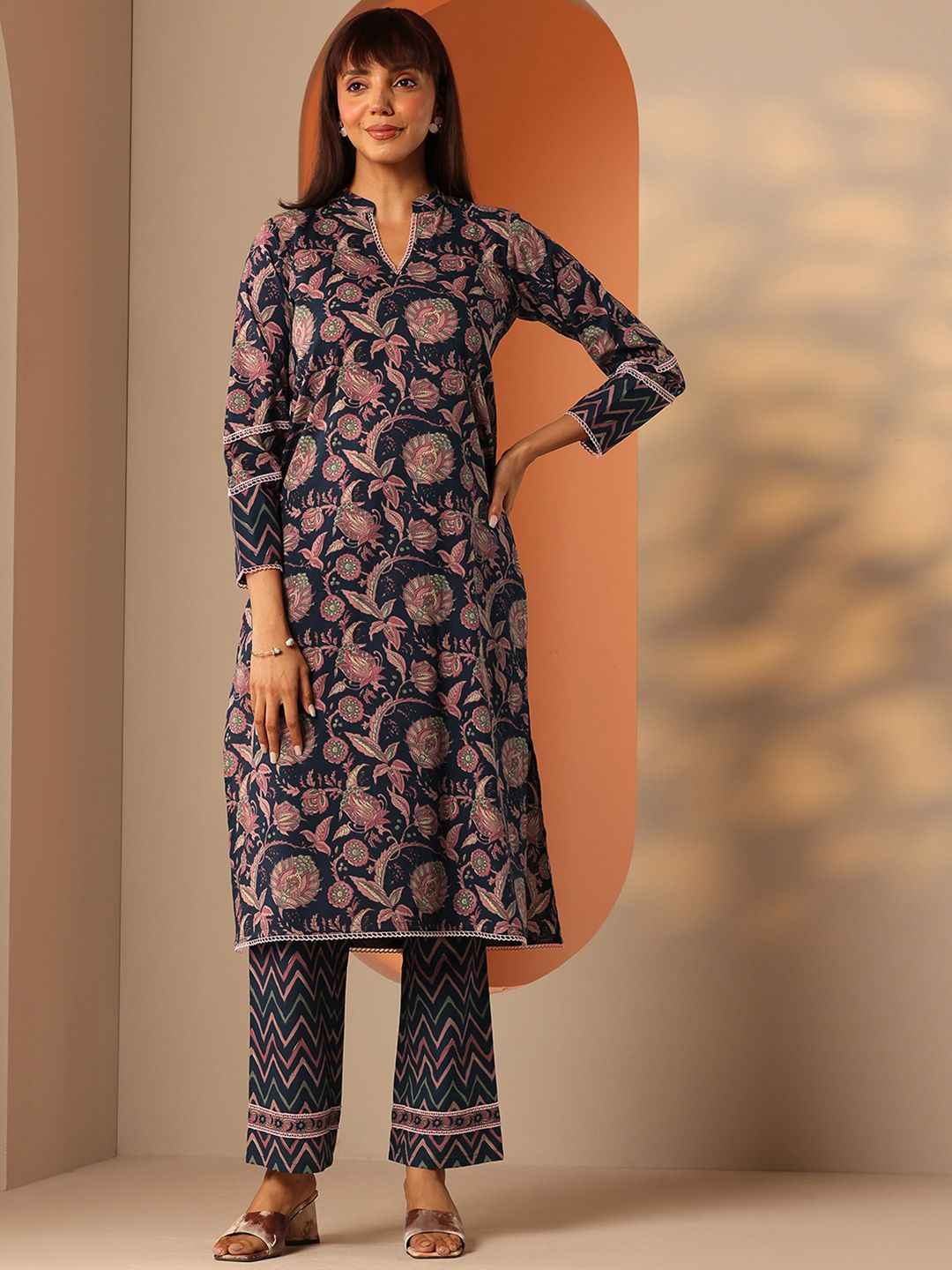 Libas Women Floral Printed Kurta with Trousers-image-40