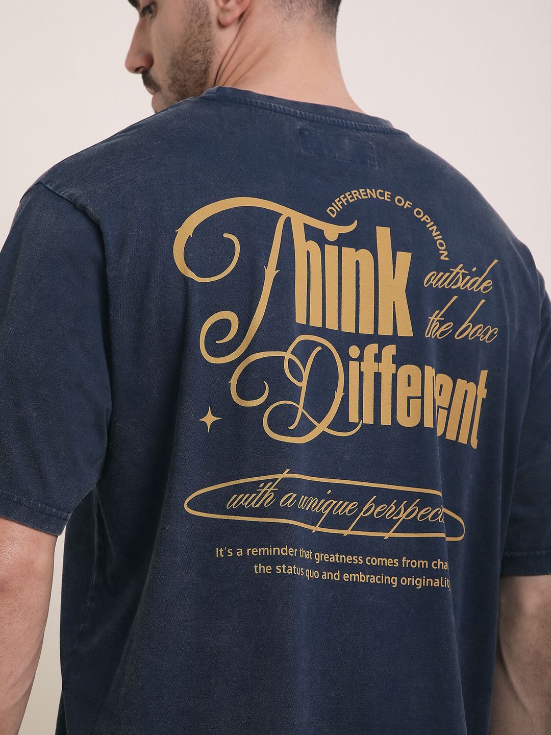 Difference of Opinion Men Typography Printed Round Neck Cotton Oversized T-shirt-picture-30