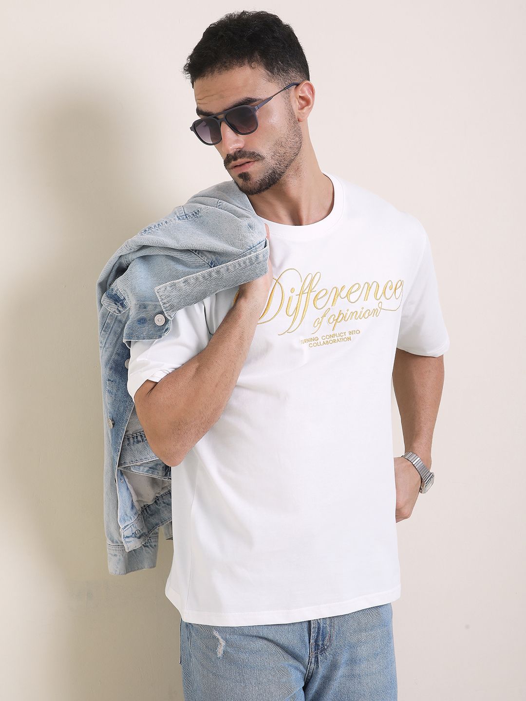 Difference of Opinion Men Typography Printed Round Neck Pure Cotton Oversized T-shirt-picture-17