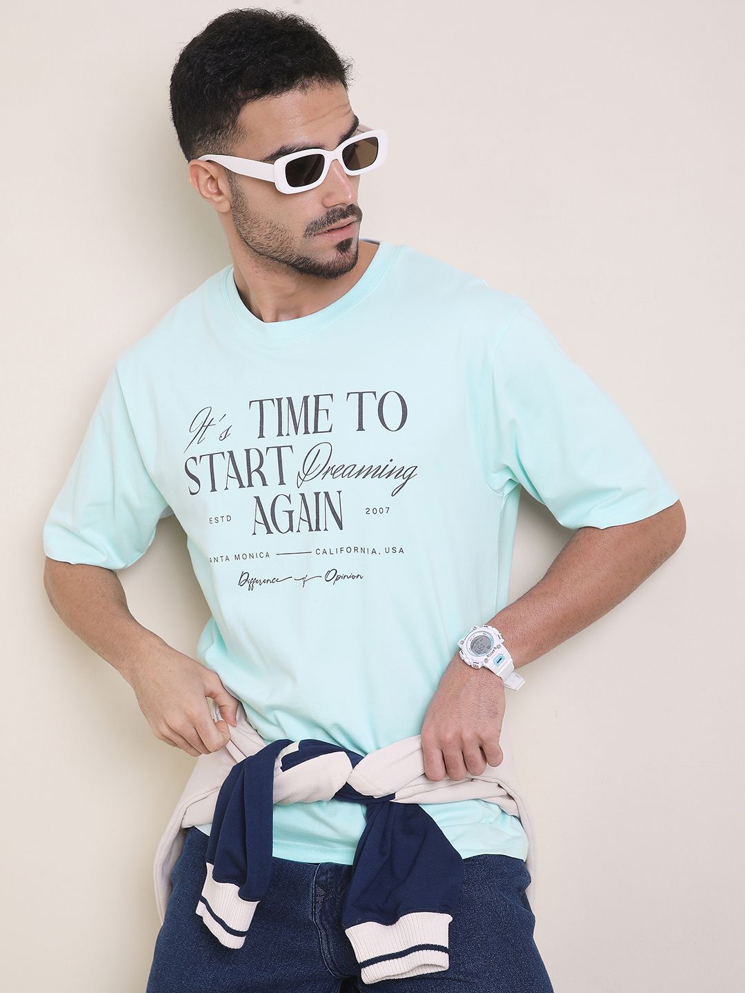 Difference of Opinion Men Typography Printed Round Neck Pure Cotton Oversized T-shirt-picture-33