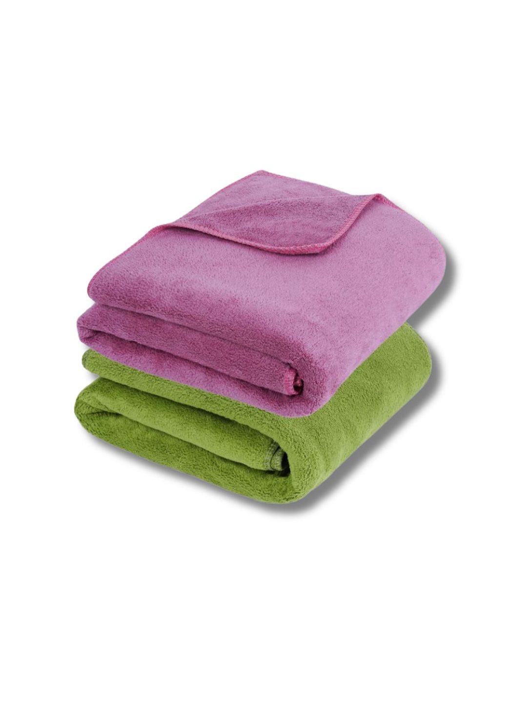 Fezora Magenta & Green 2 Pieces Microfiber 400 GSM Bath Towels-image-48