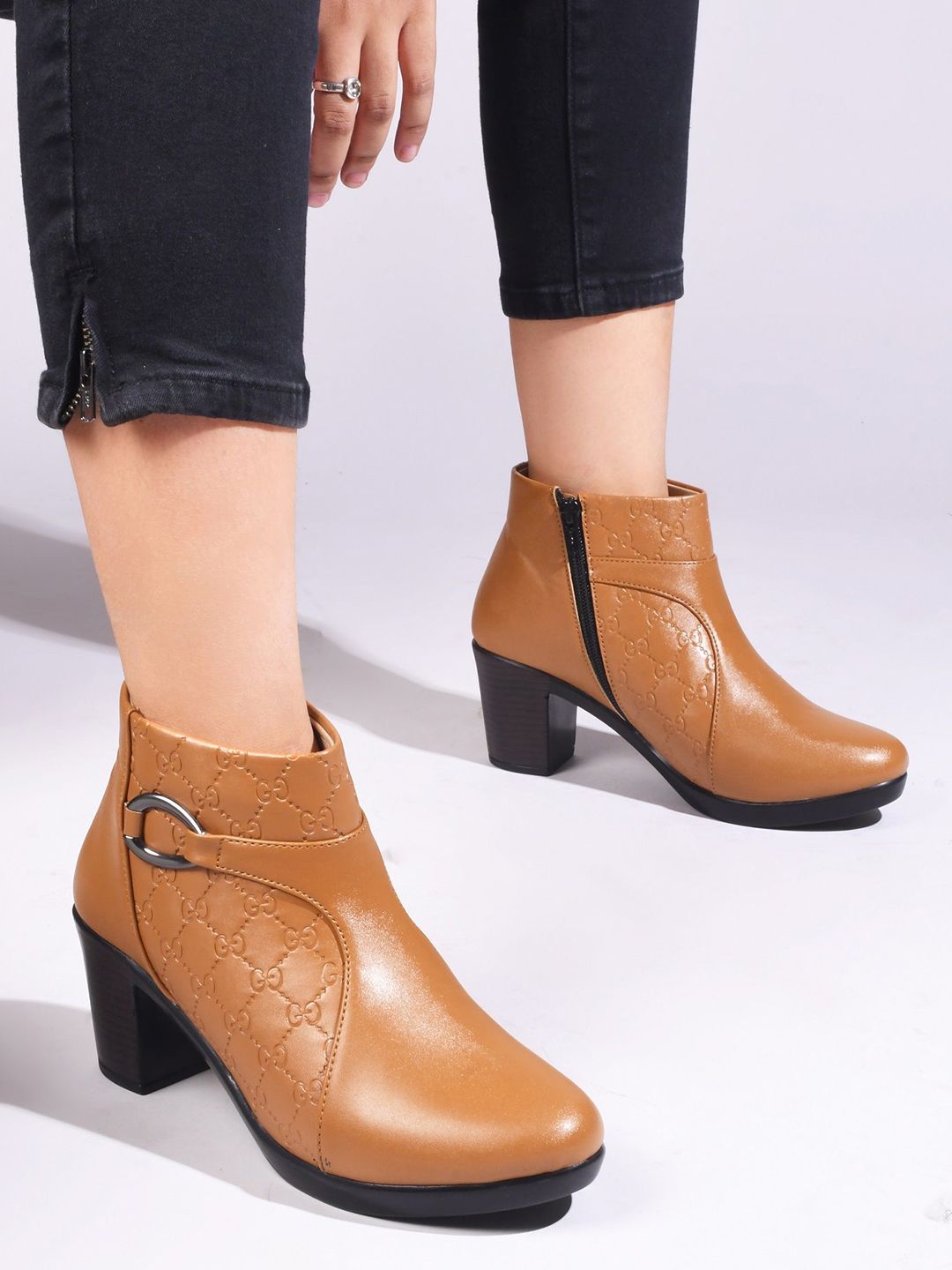 TRYME Women Round-Toe Block-Heeled Regular Boots-picture-26