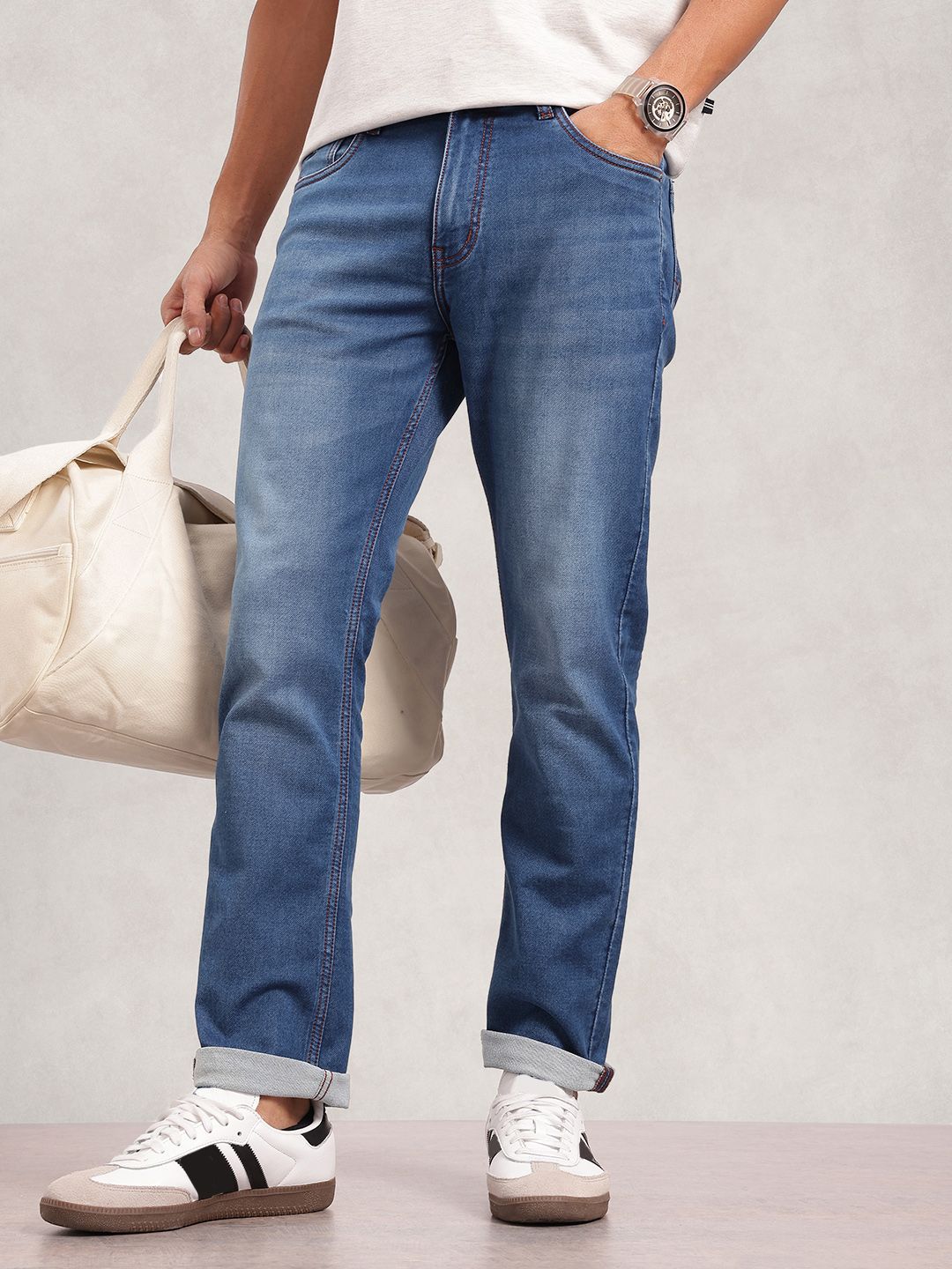 Nautica Men Original Straight Fit Mid-Rise Light Fade Stretchable Jeans-picture-24