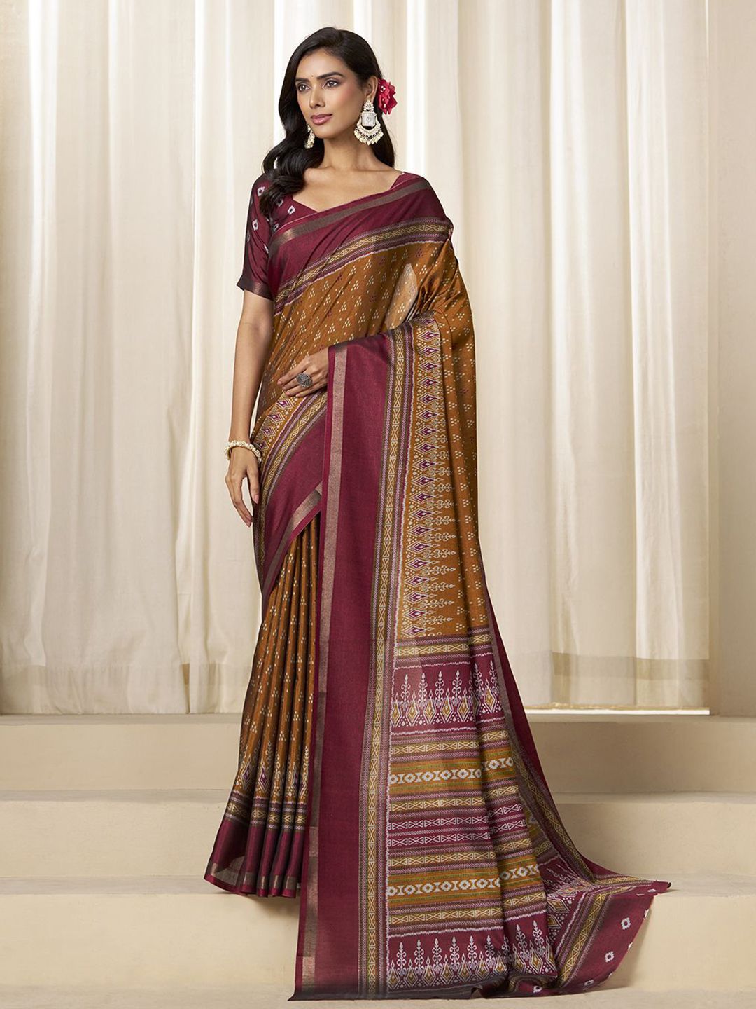 KALINI Ethnic Motifs Printed Pure Cotton Saree-image-29