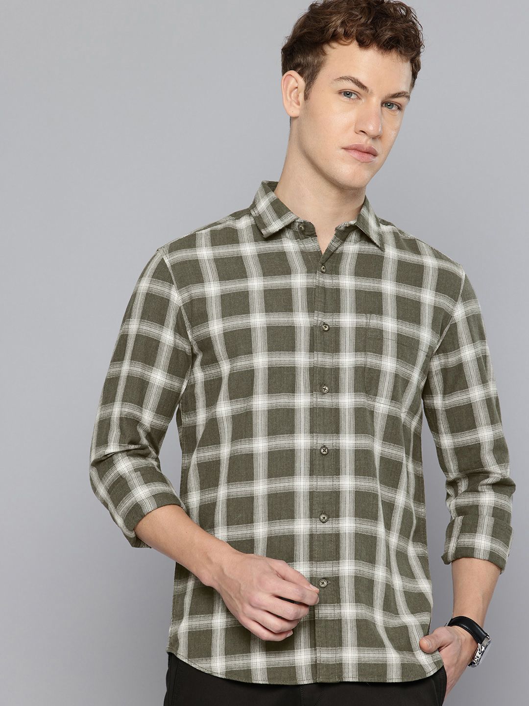 Flying Machine Slim Fit Checked Pure Cotton Casual Shirt-picture-40