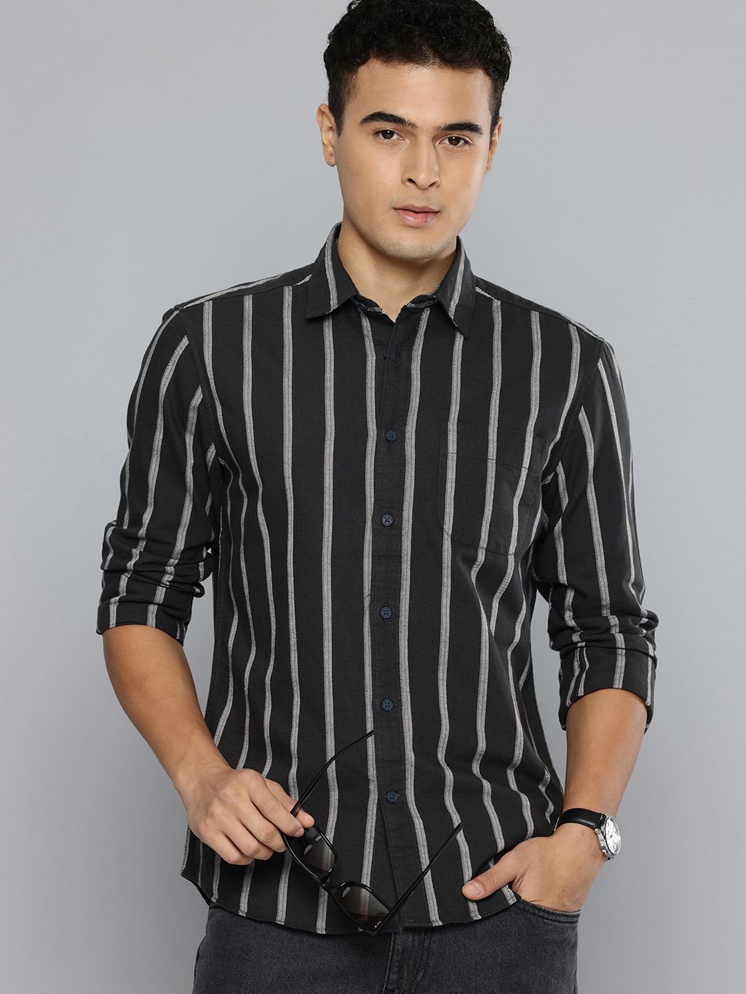 Flying Machine Slim Fit Striped Pure Cotton Casual Shirt-picture-14