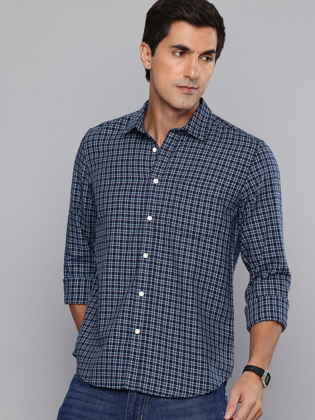 Flying Machine Slim Fit Checked Pure Cotton Casual Shirt-picture-24