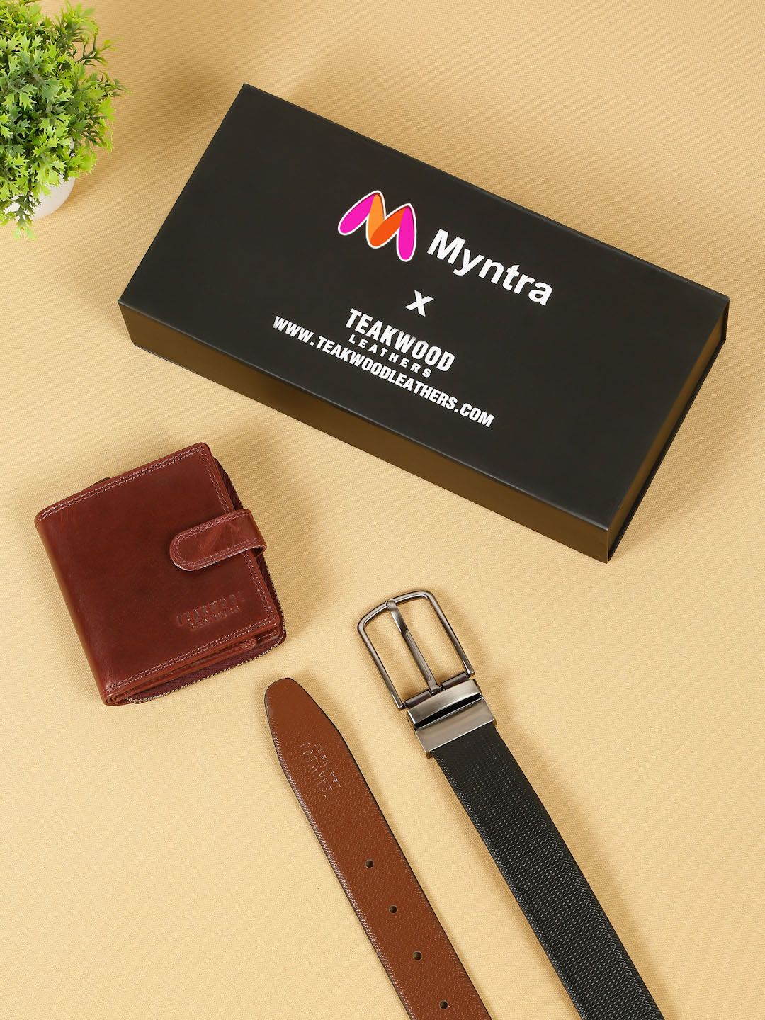 Teakwood Leathers Set Of 2 Men Reversible Leather Belt & Wallet Gift Set-picture-12
