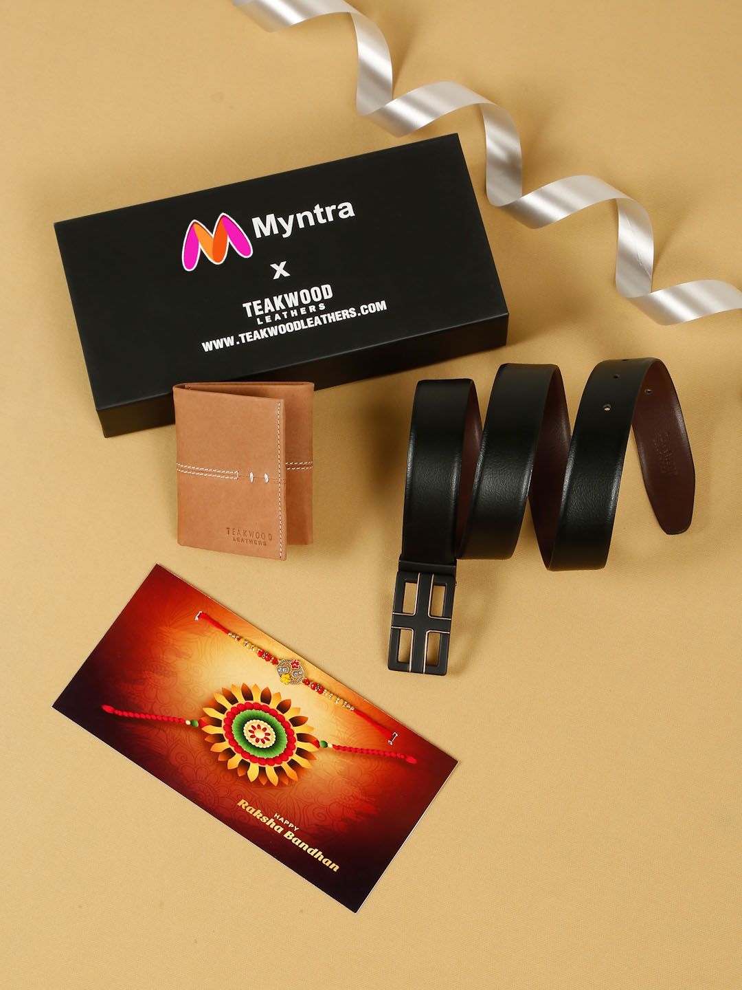 Teakwood Leathers Set Of 3 Men Leather Belt - Wallet & Rakhi Gift Set-picture-17