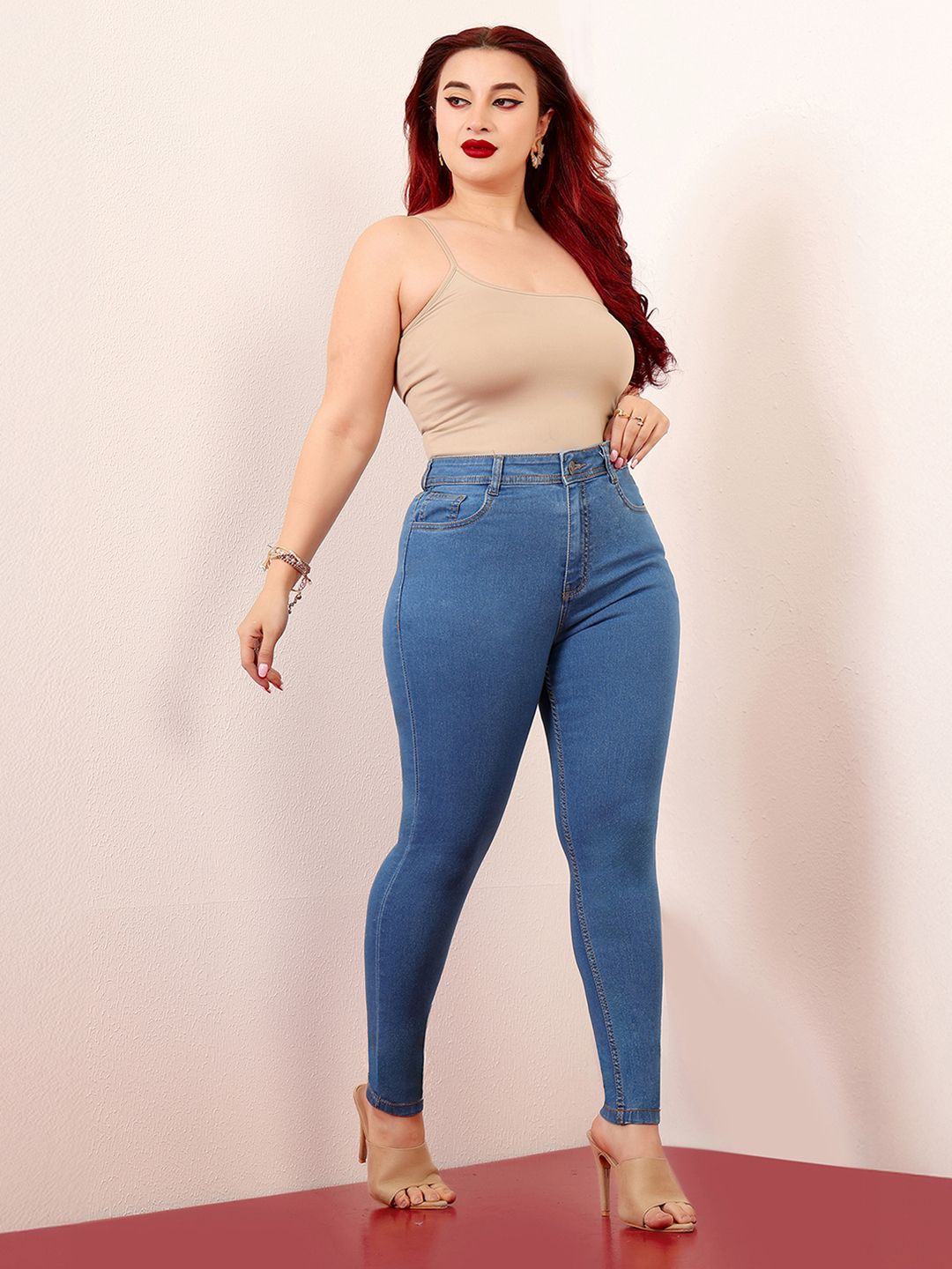 Miss Chase A+ Women Skinny Fit High-Rise Denim Stretchable Jeans