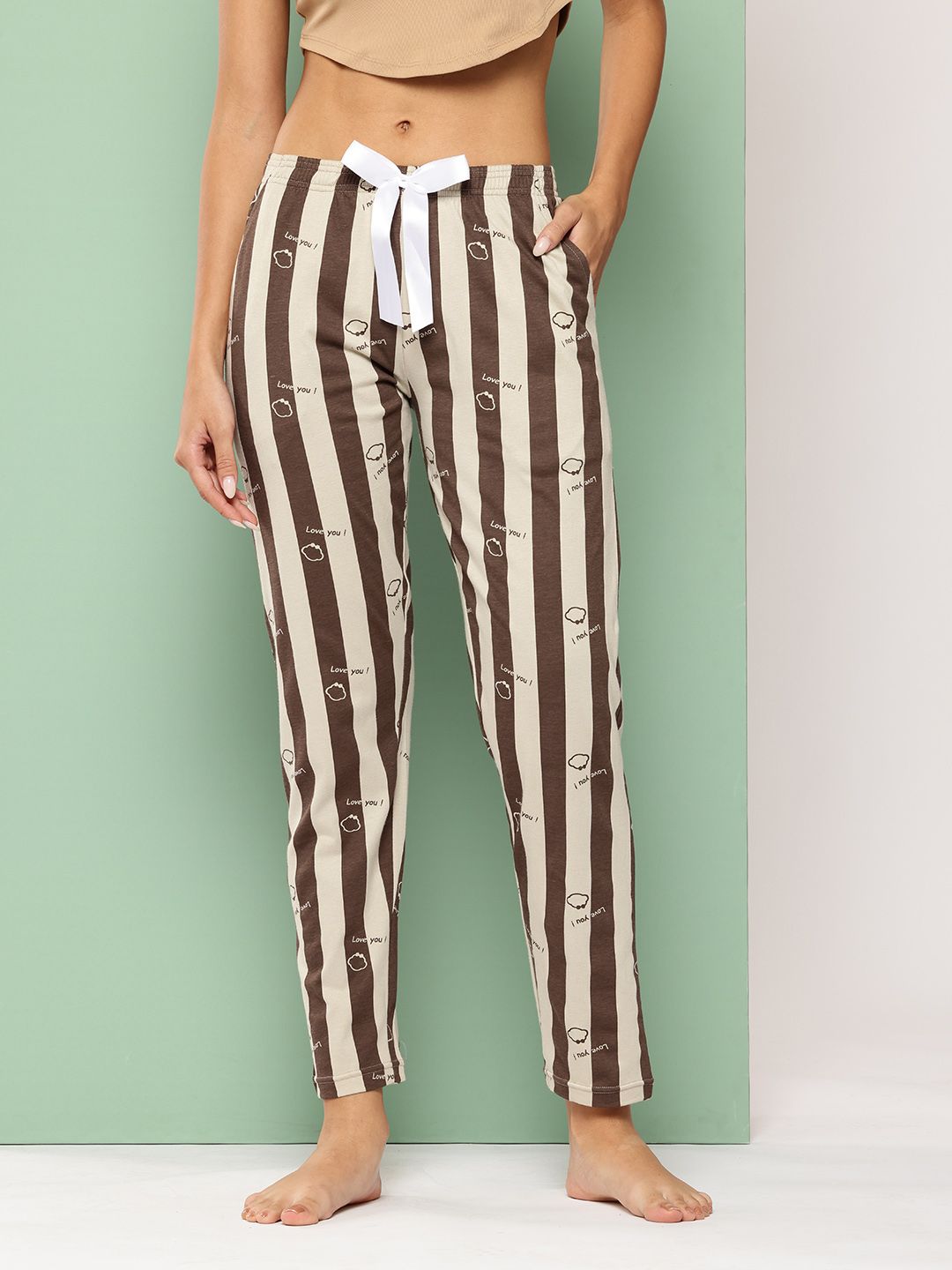 Leading Lady Women Striped Mid-Rise Pure Cotton Lounge Pants-picture-30