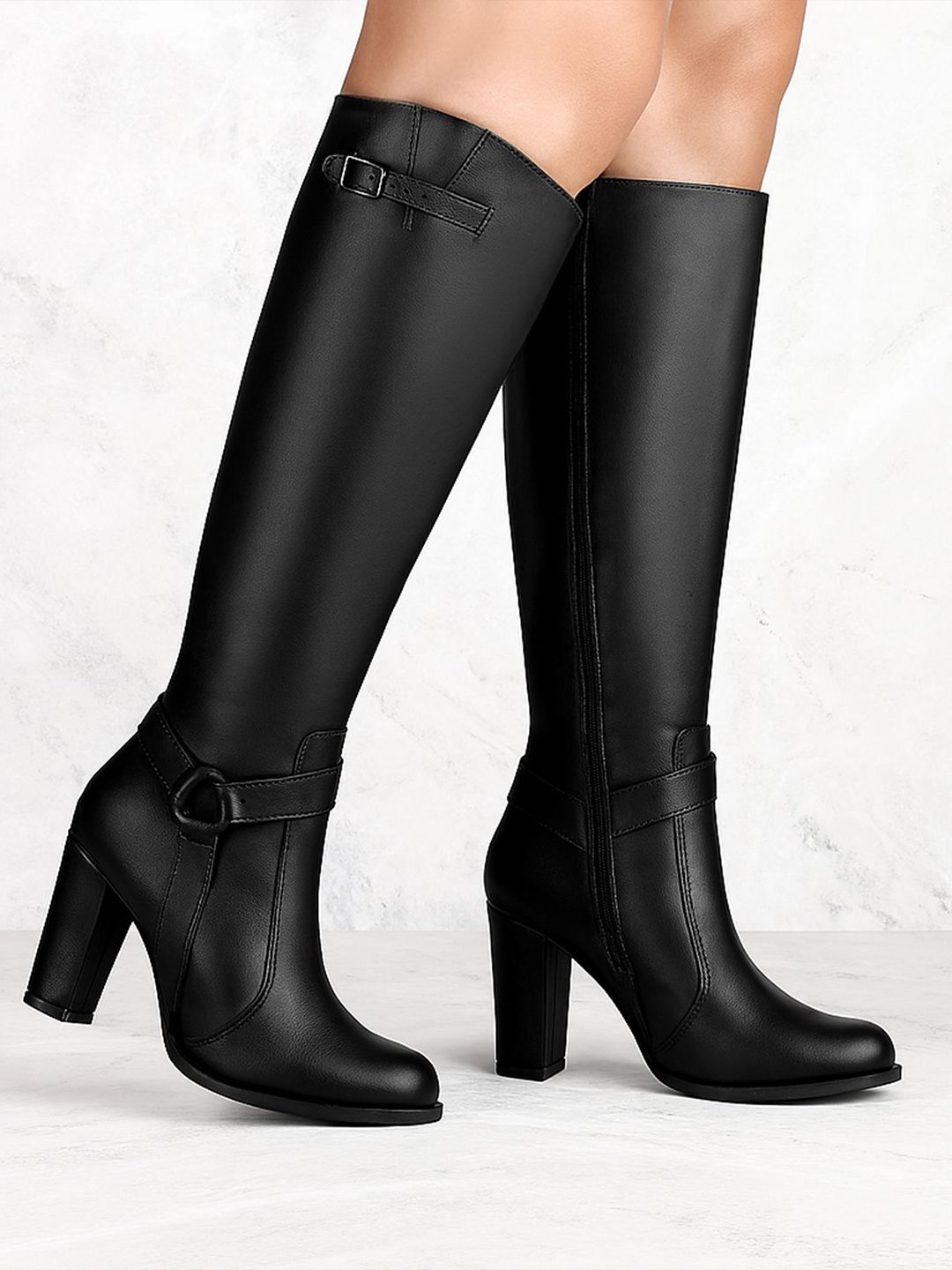 Bxxy Women Leather Knee-Length Zip Boots-picture-16