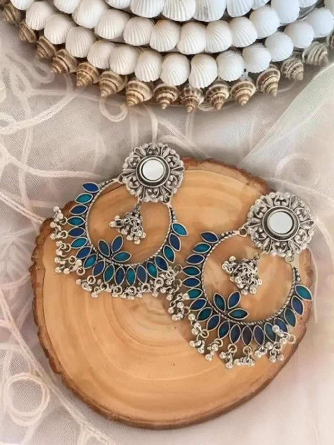Samridhi DC Artificial Stones Studded & Beaded Oxidised Contemporary Drop Earrings-picture-28