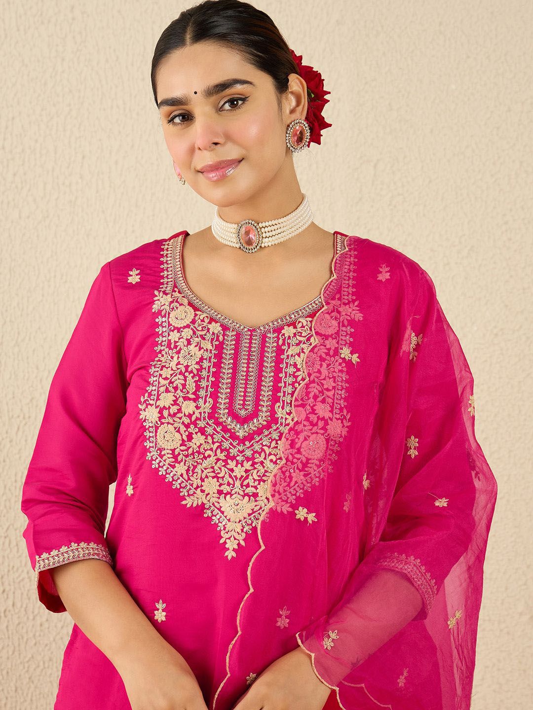 Indo Era Women Ethnic Motifs Embroidered Sequinned Kurta with Trousers & Dupatta