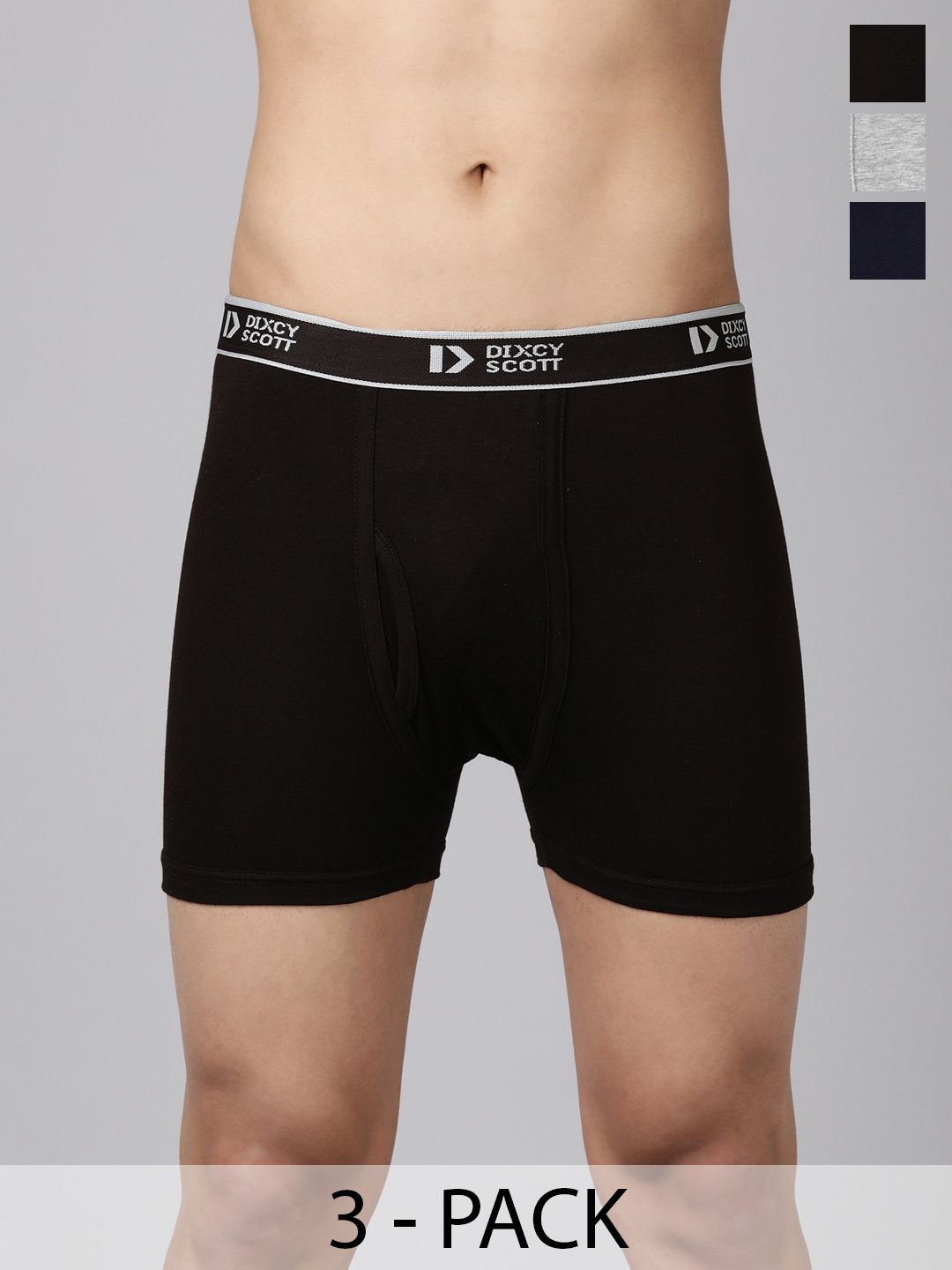 Dixcy Scott Originals 3-Pcs Pure Combed Cotton Mid-Rise Trunks CROSSTRNK-3C-P3, NVGMCB-picture-46