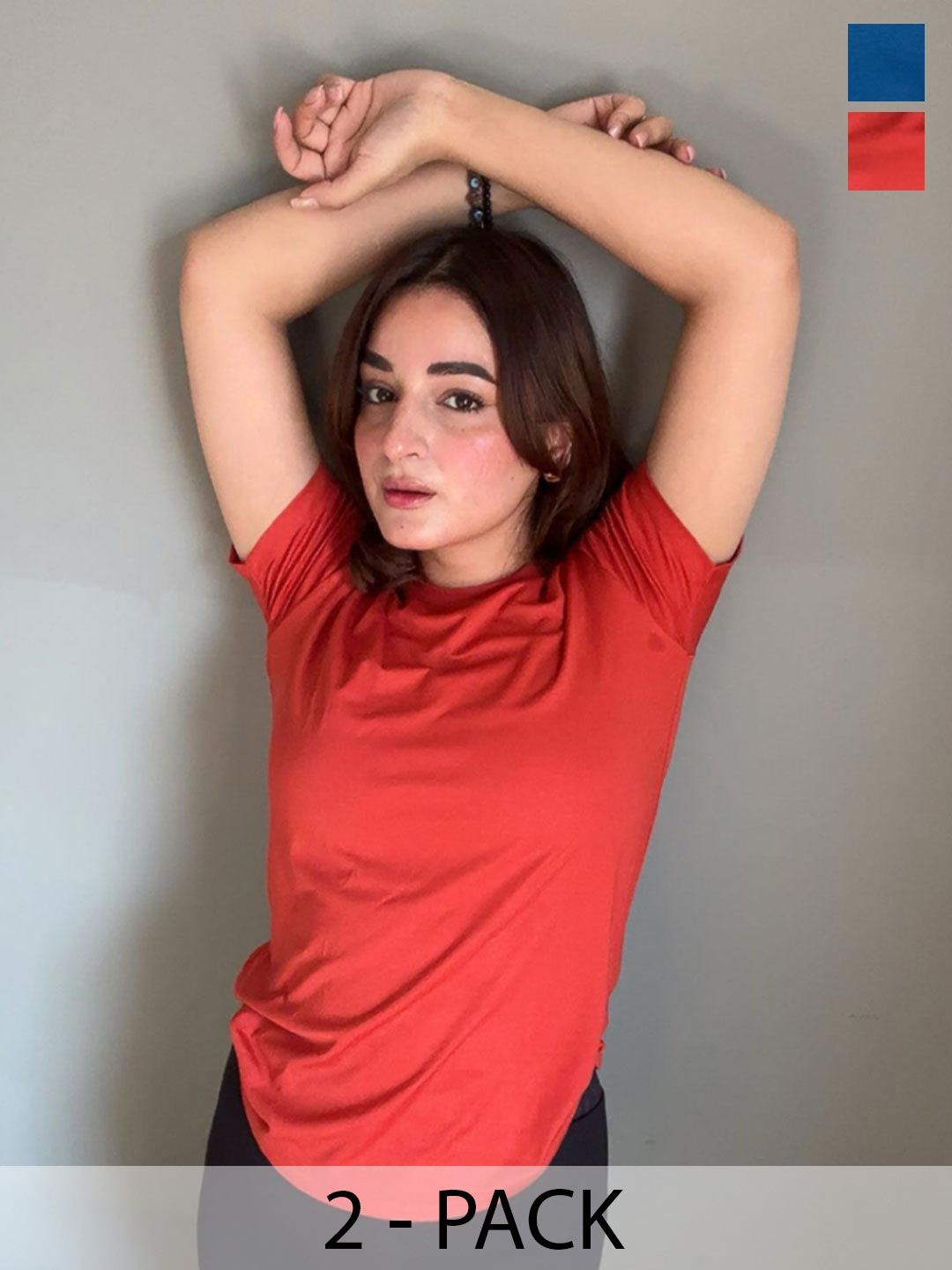 THEFITTHEORY Women Pack of 2 Abzorb Solid Round Neck T-shirts-picture-37