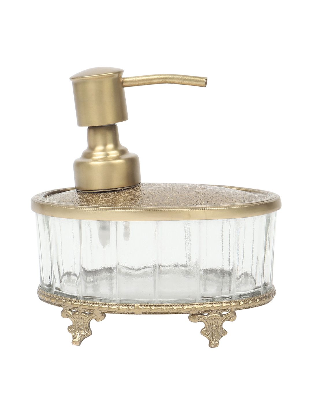 Decor de Maison Bliss Gold-Toned & Transparent Textured Glass Soap Dispenser-picture-47