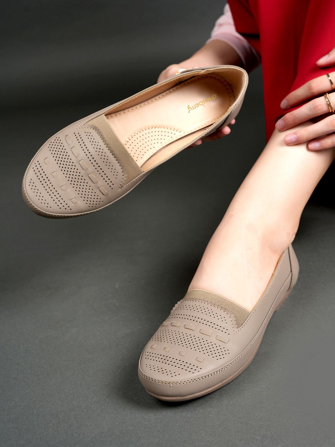 DressBerry Women Round Toe Laser Cuts Detailed Loafers-image-43