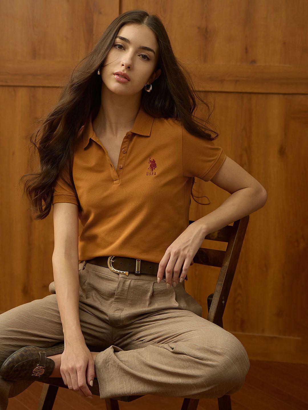 U.S. Polo Assn. Women U.S. Polo Assn. Women Polo Collar Cotton T-shirt