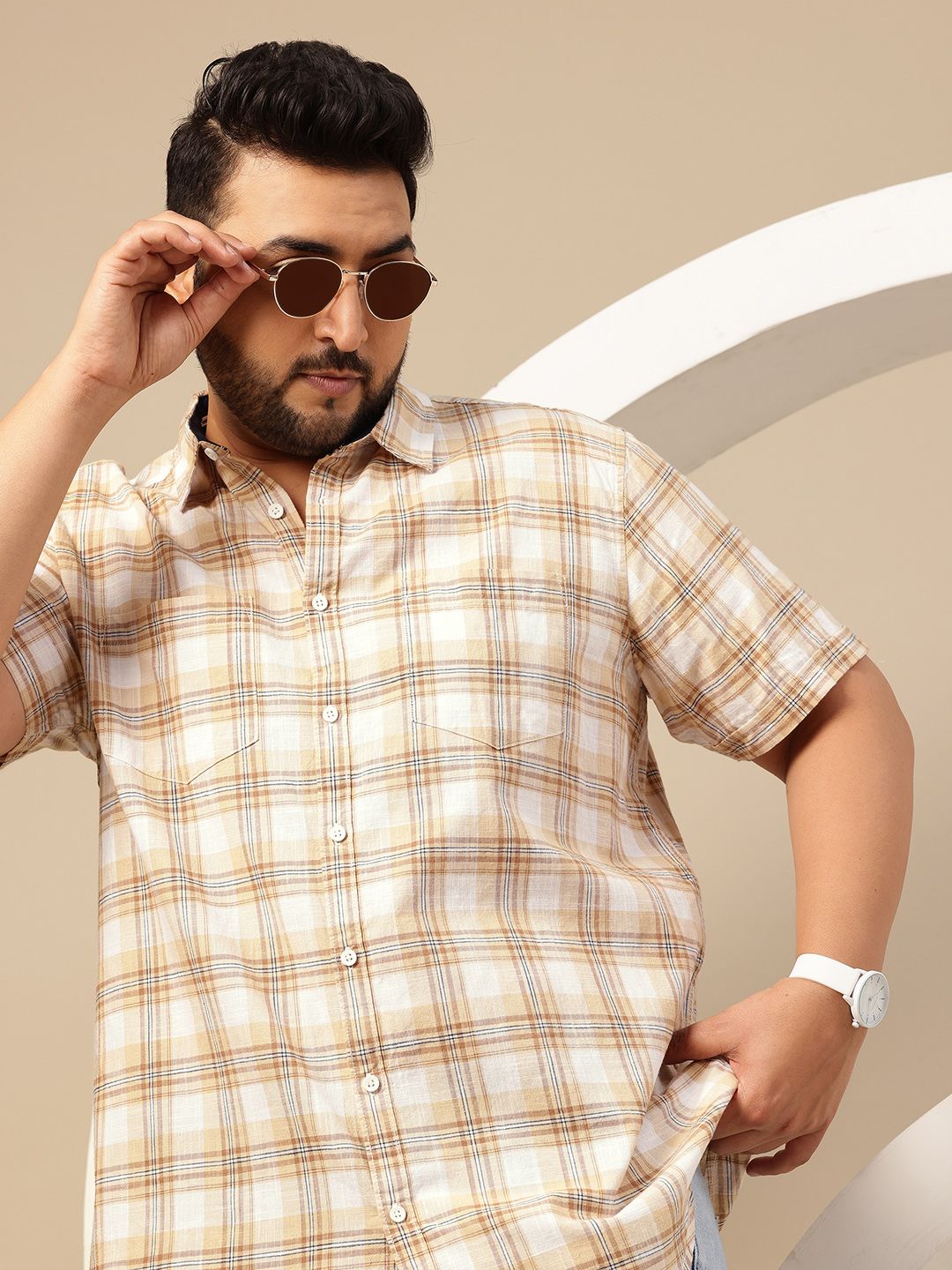 Sztori Men Plus Size Checked Casual Shirt-picture-30