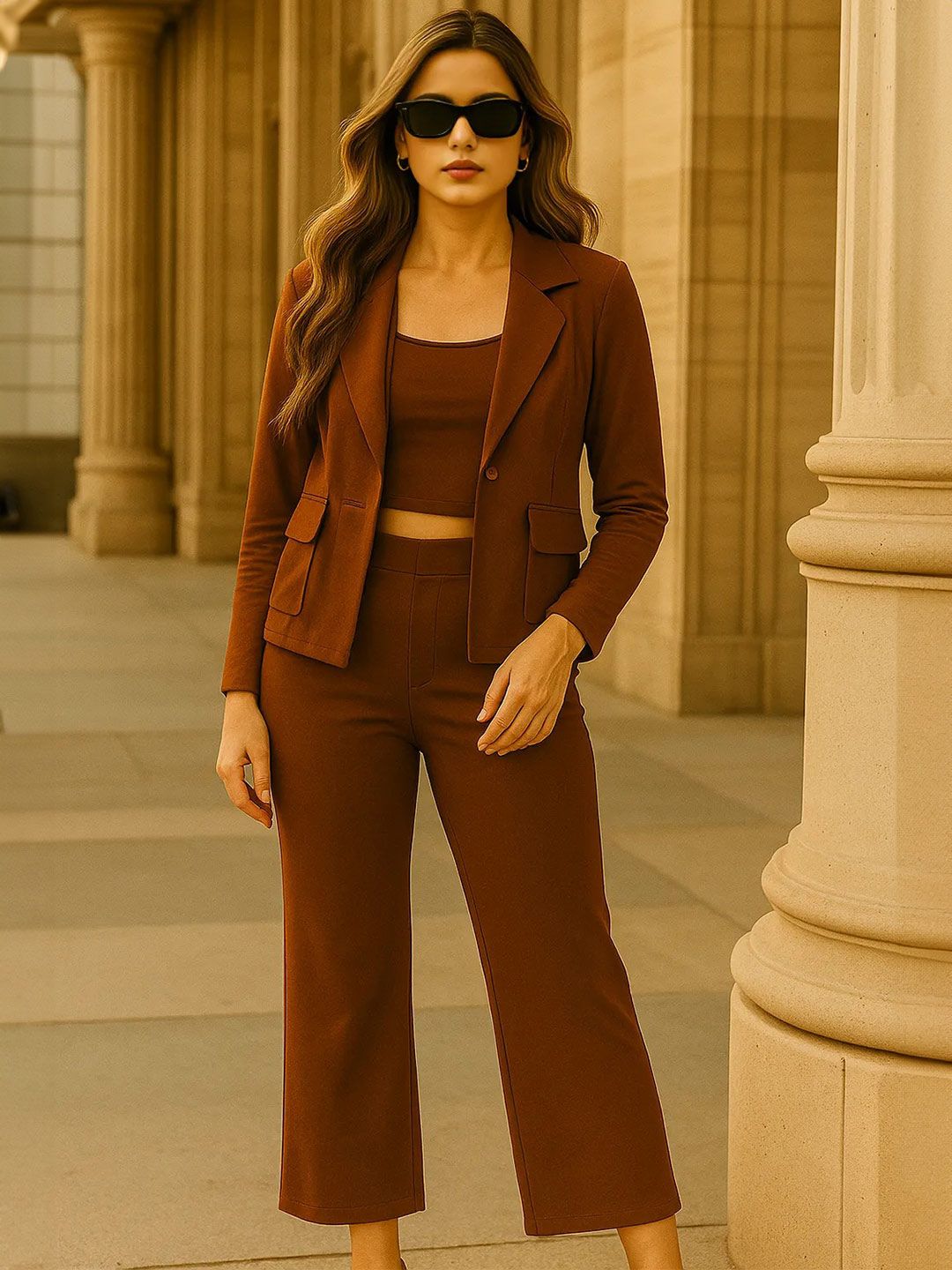 Mast & Harbour Women Top & Trousers With Blazer Co-ords