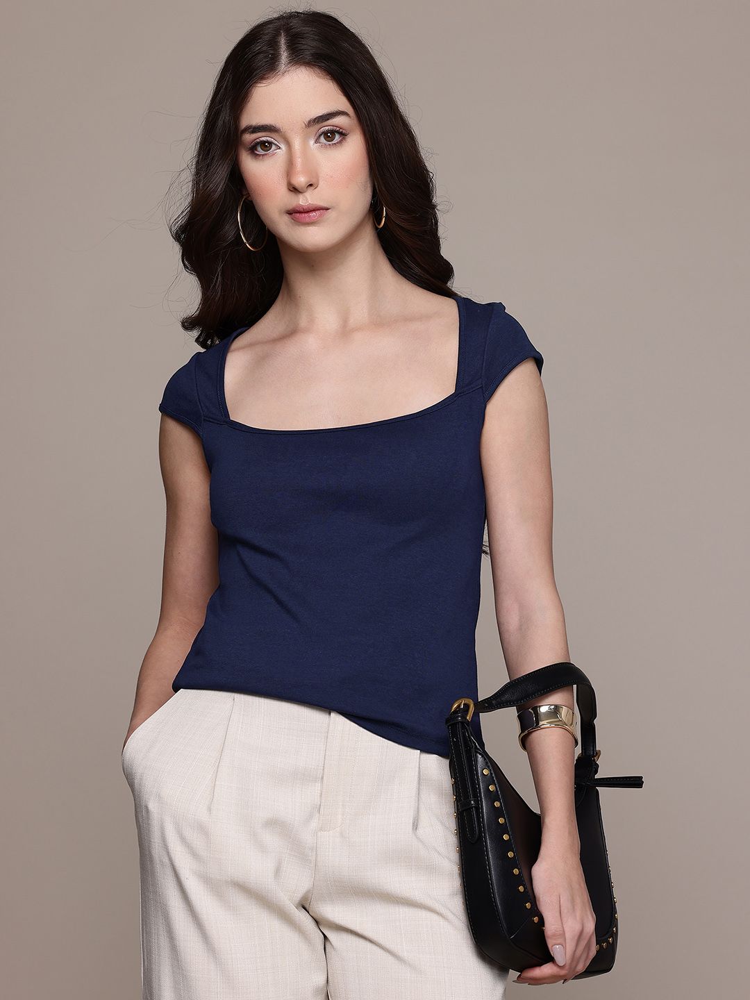 MANGO Cap Sleeves Fitted Top-picture-19