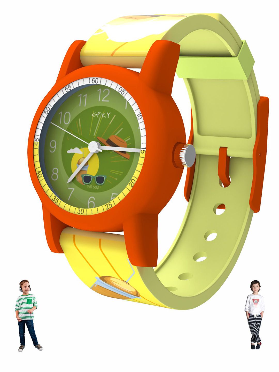 Spiky Kids Printed Dial & Straps Analogue Watch SLEEK_C1_Ylw-picture-46