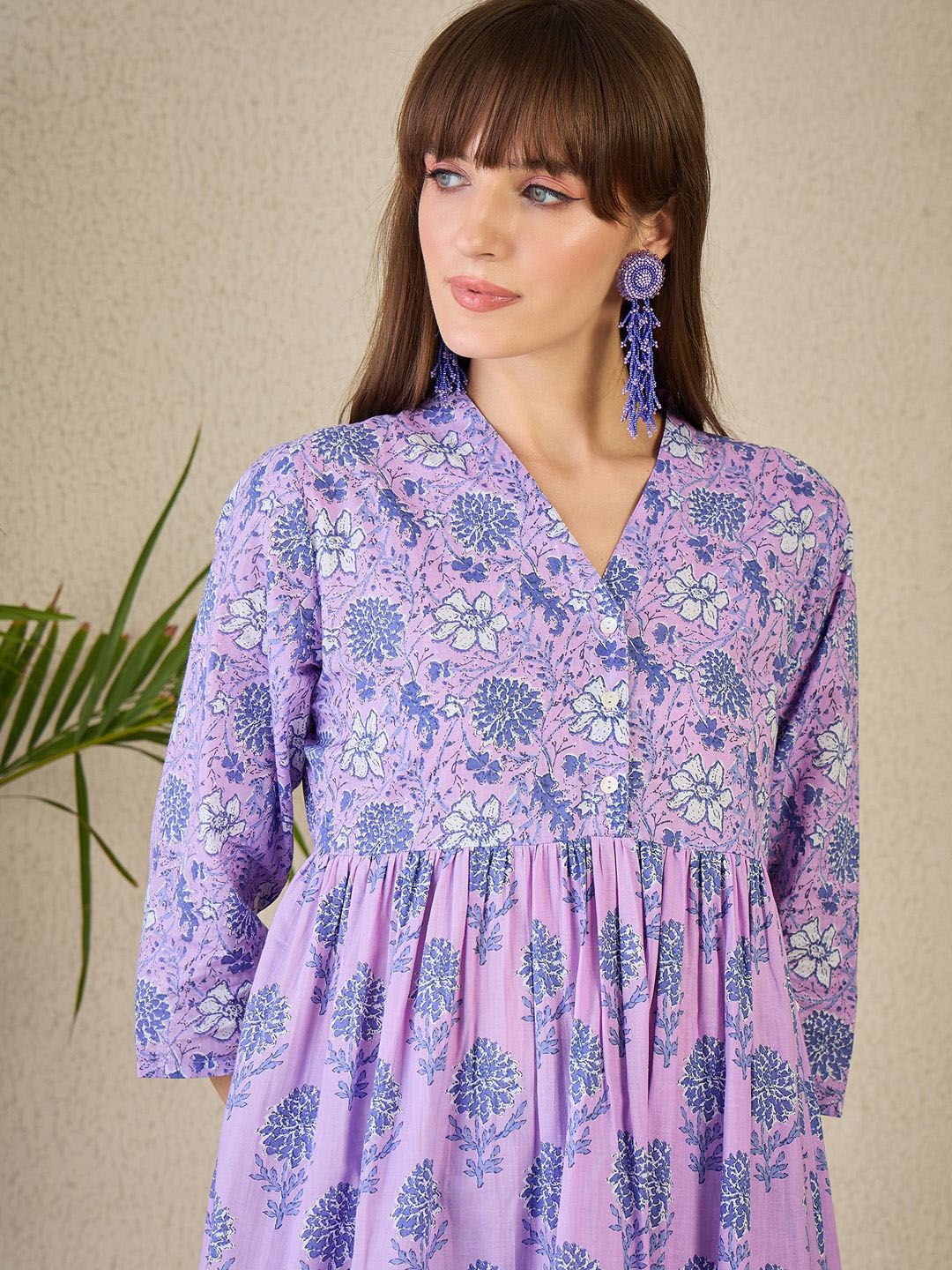 Indo Era Adults-Women Floral Printed Cotton A-Line Kurta with Trousers