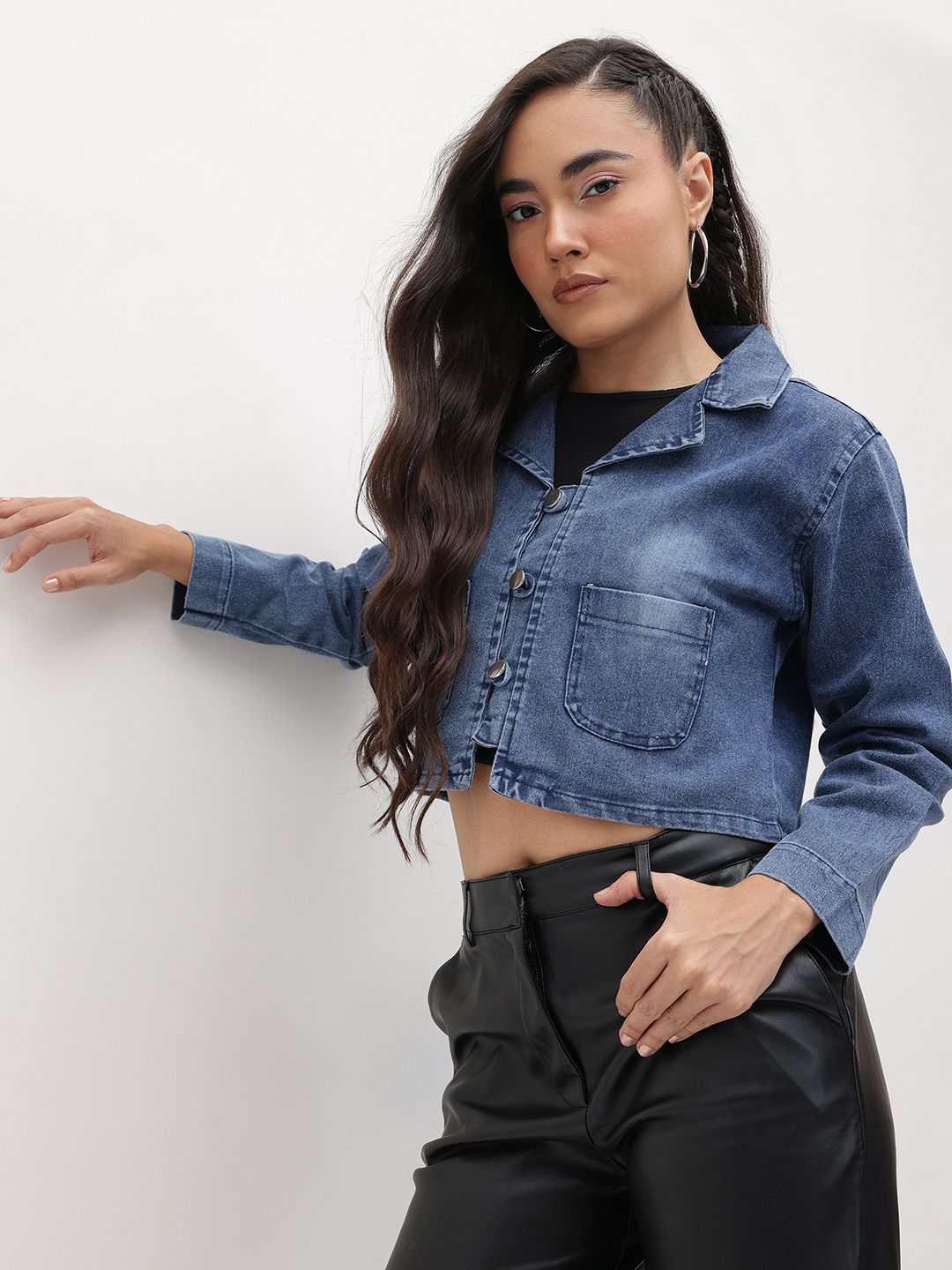 The Roadster Lifestyle Co. Women Lightweight Crop Denim Jacket-picture-20