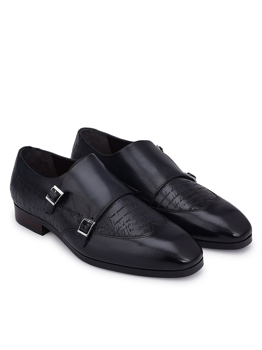 ROSSO BRUNELLO Men Textured Leather Formal Monk Shoes-picture-24