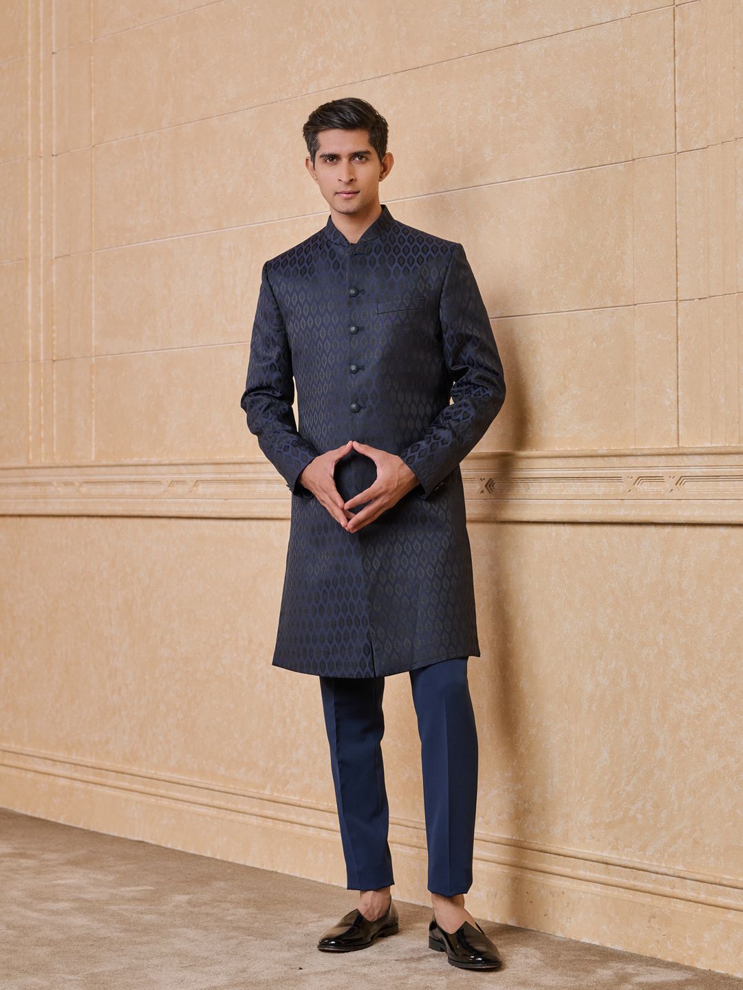 Tasva Woven Design Sherwani Set-image-34