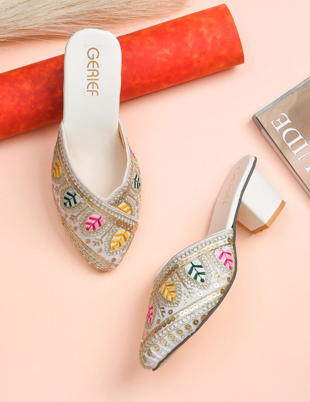 GERIEF Embroidered Ethnic Block Heel Sandals-image-23