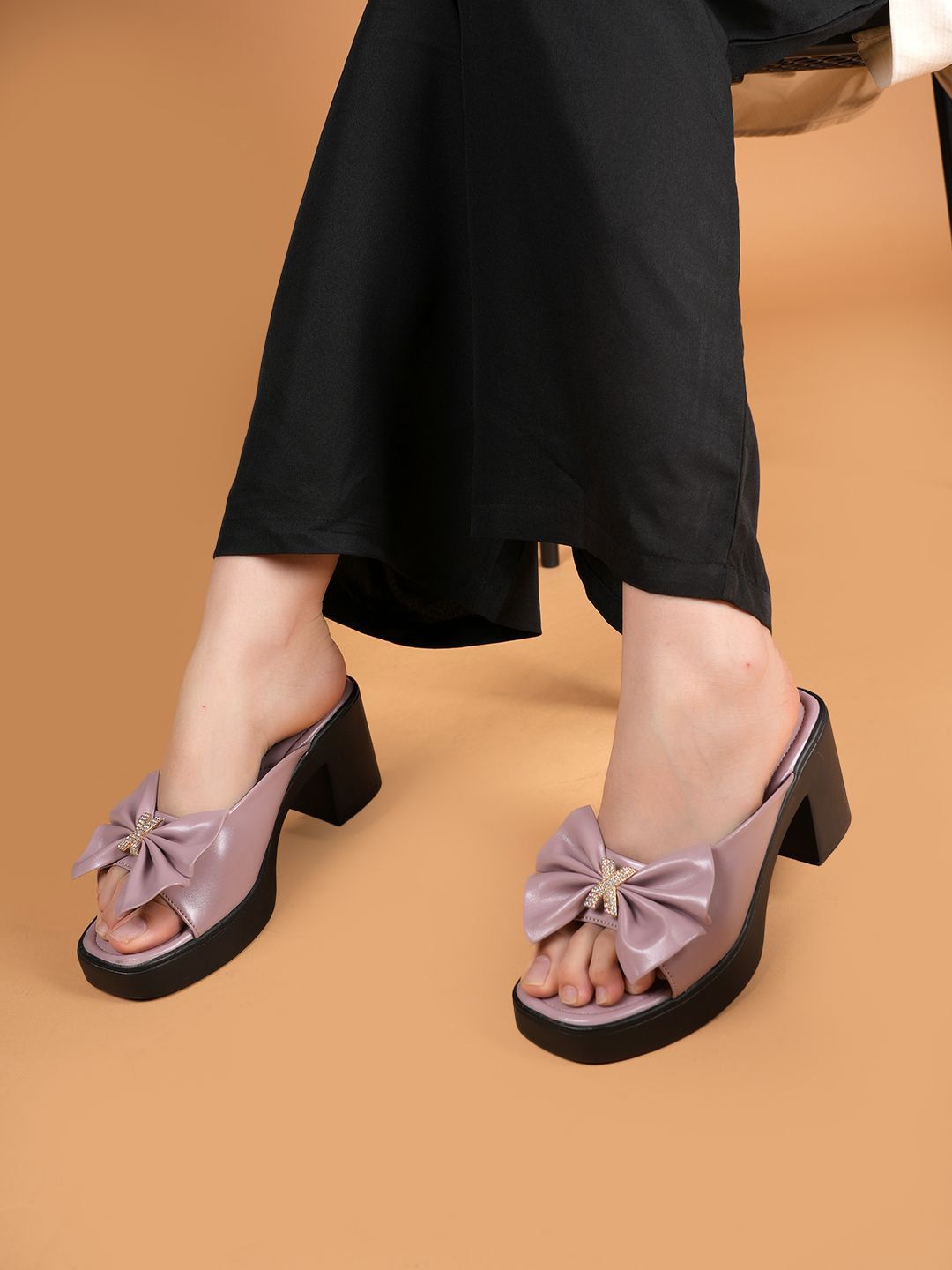 DressBerry Women Open Toe Party Block Sandals with Bows-picture-21