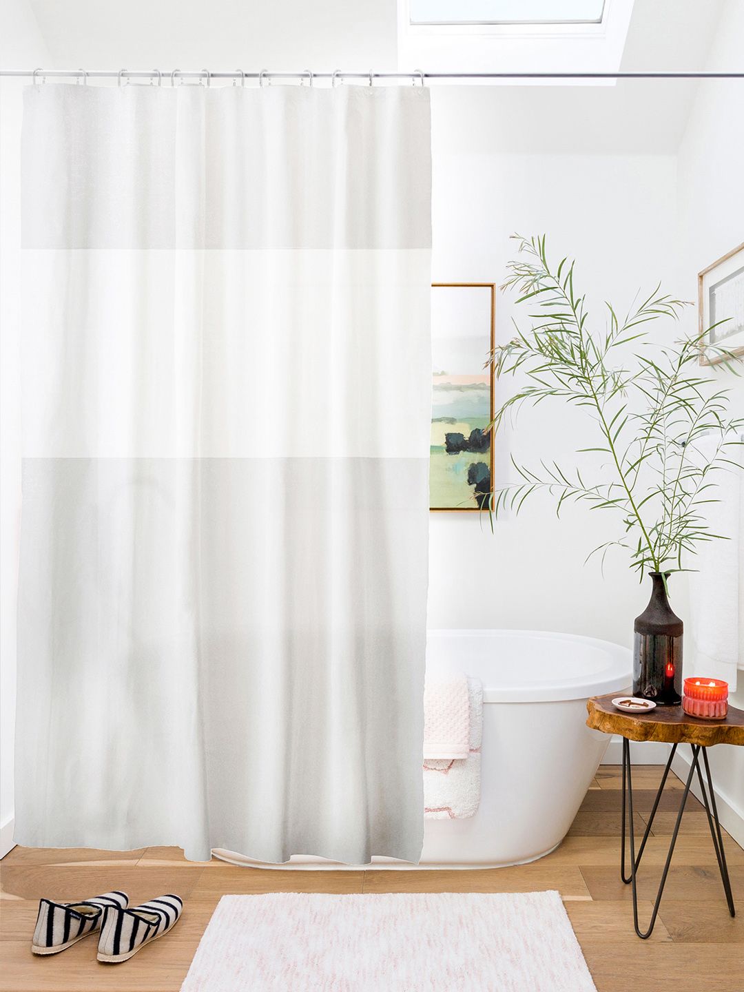 Story@home White PVC Waterproof Water Repellent Designer Shower Curtain