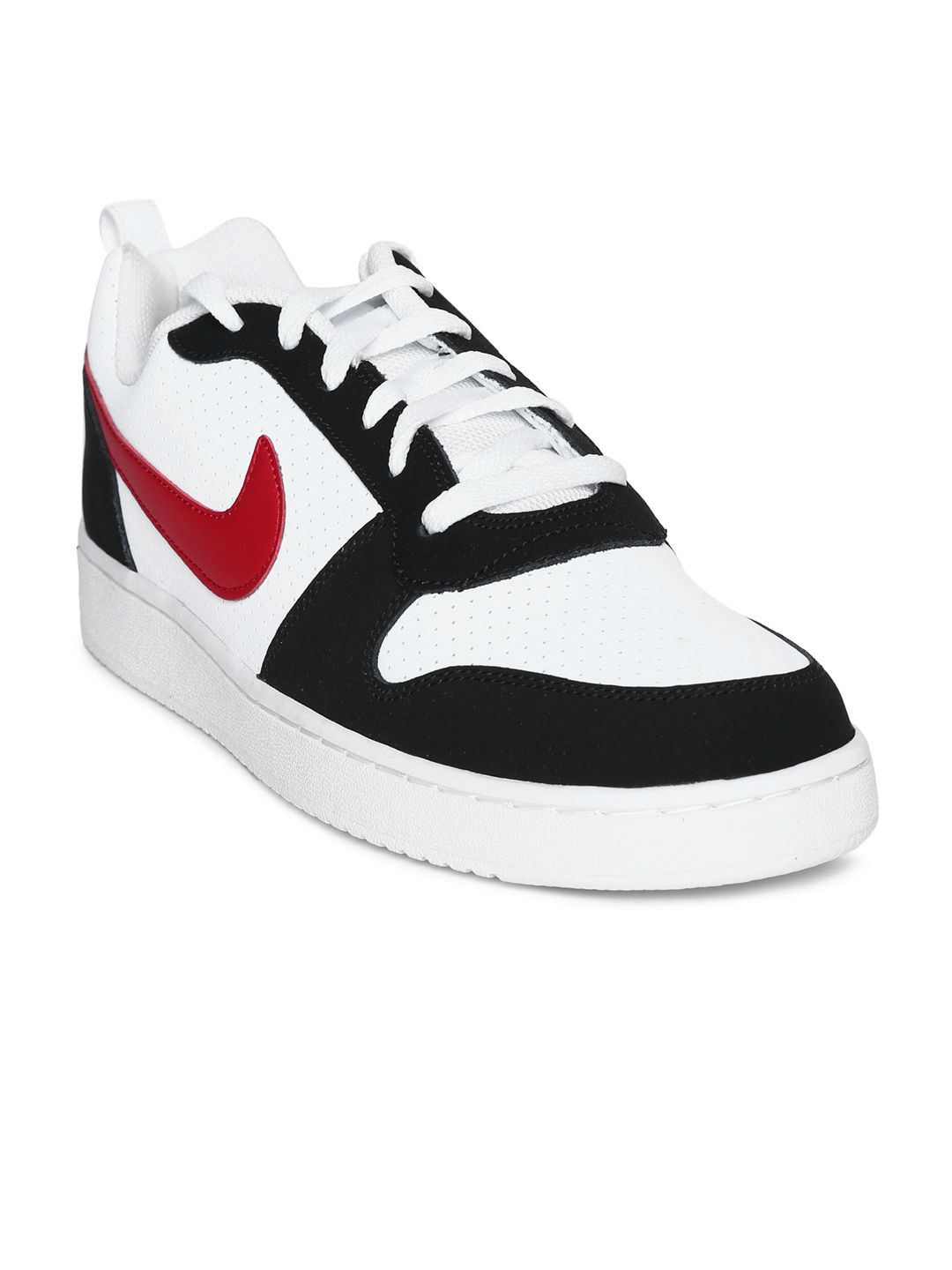 Nike Men White & Black Colourblocked Court Borough Leather Sneakers ...