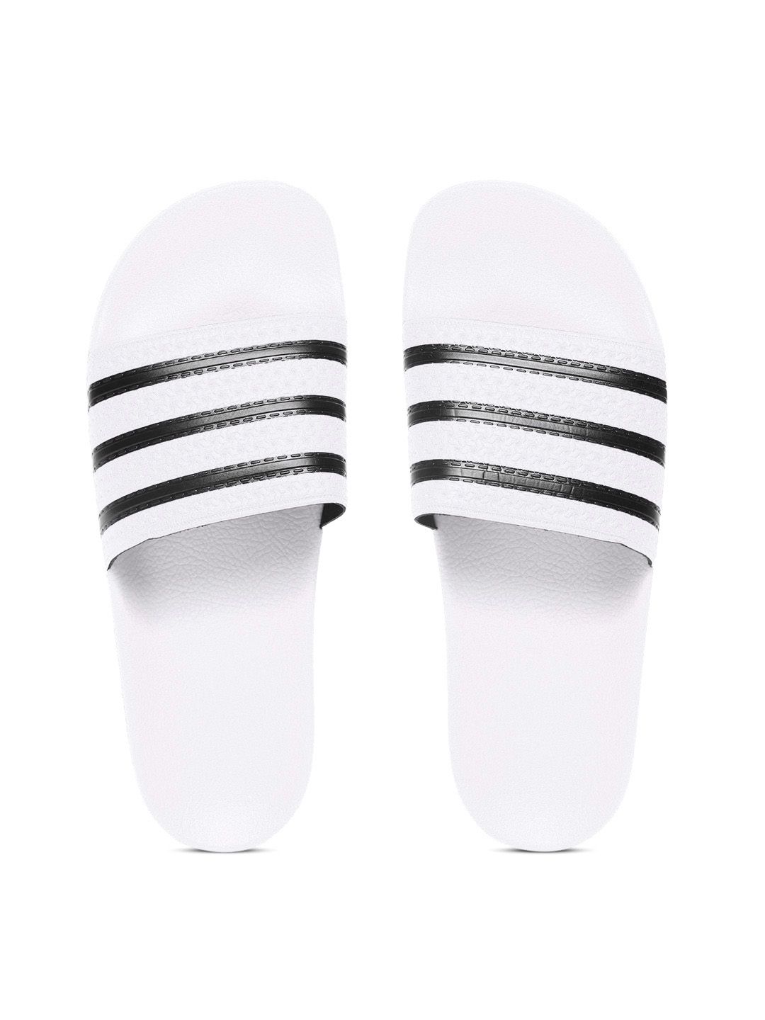 ADIDAS Originals Men White & Black ADILETTE Striped Sliders-image-38