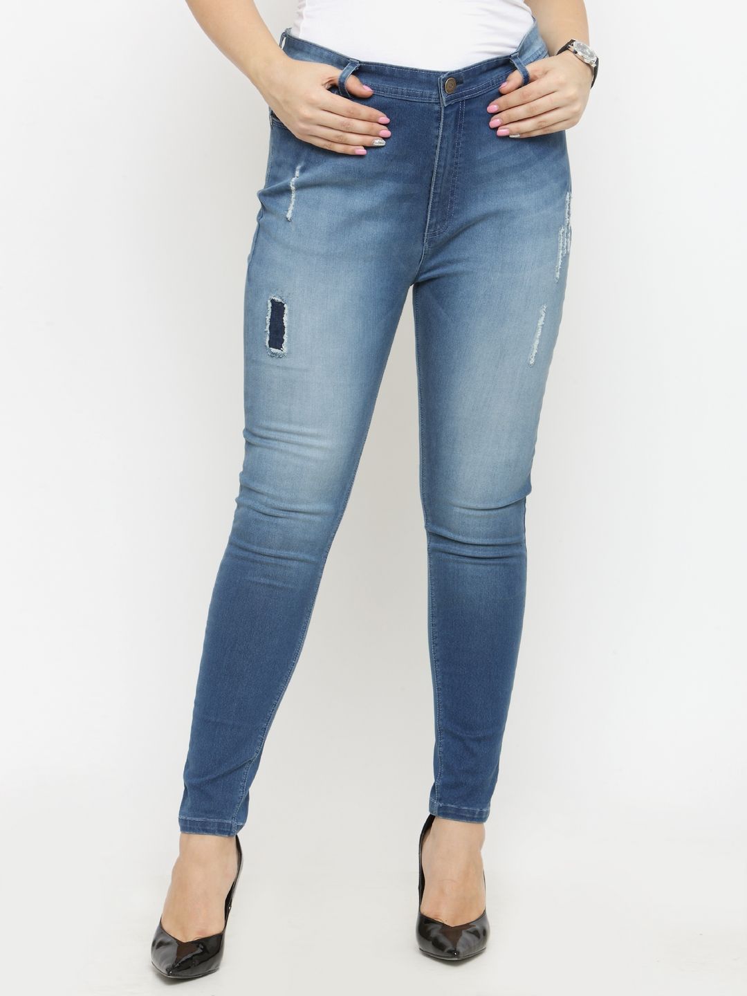 plusS Women Blue Regular Fit Mid-Rise Clean Look Jeans-image-21