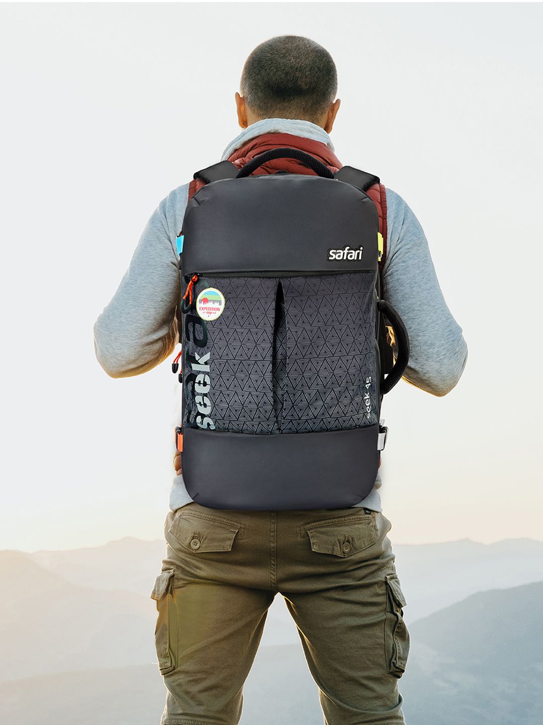 Safari Unisex Black Printed Backpack