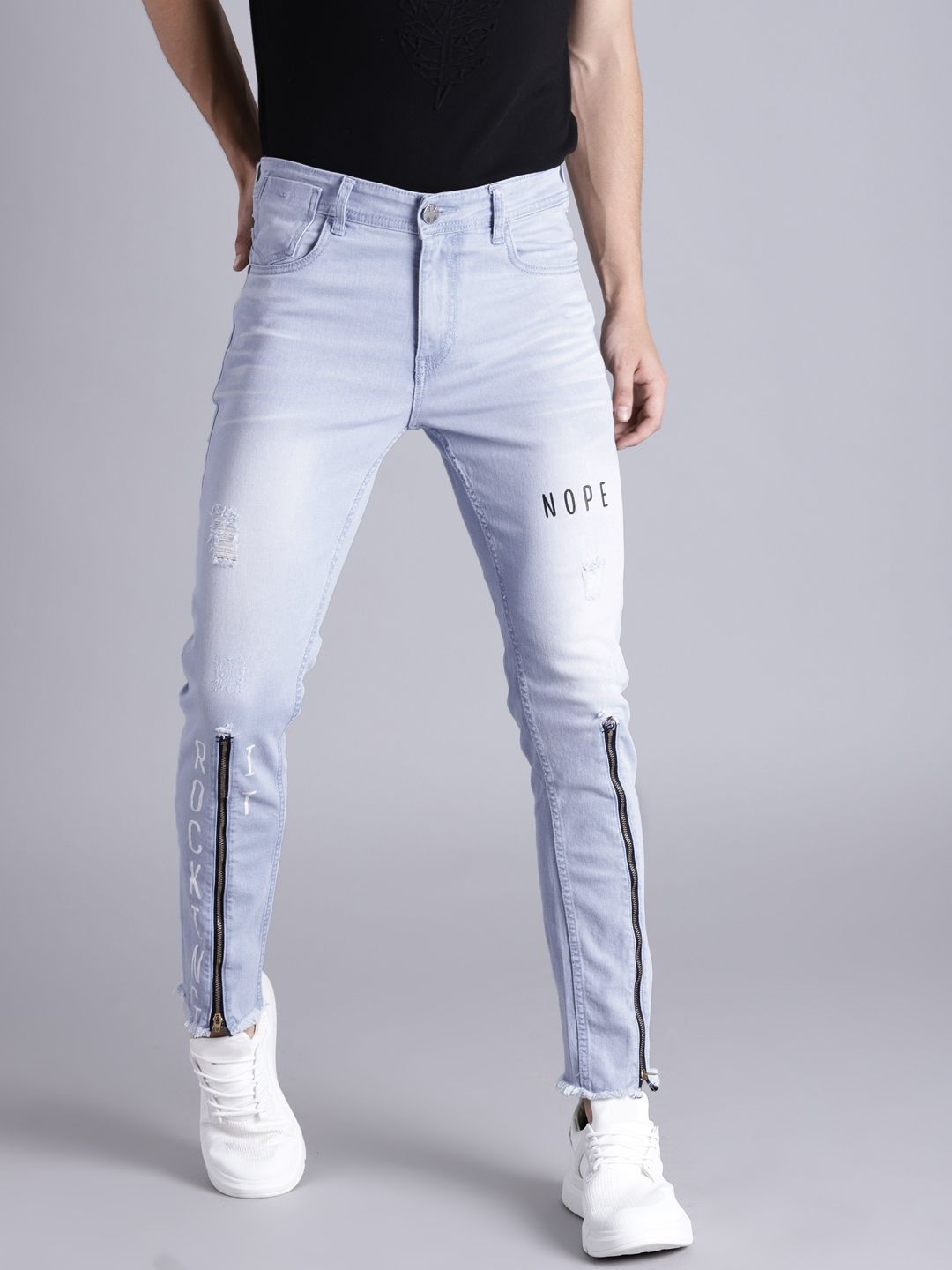 Kook N Keech Men Blue Skinny Fit Mid-Rise Mildly Distressed Stretchable Jeans-picture-24