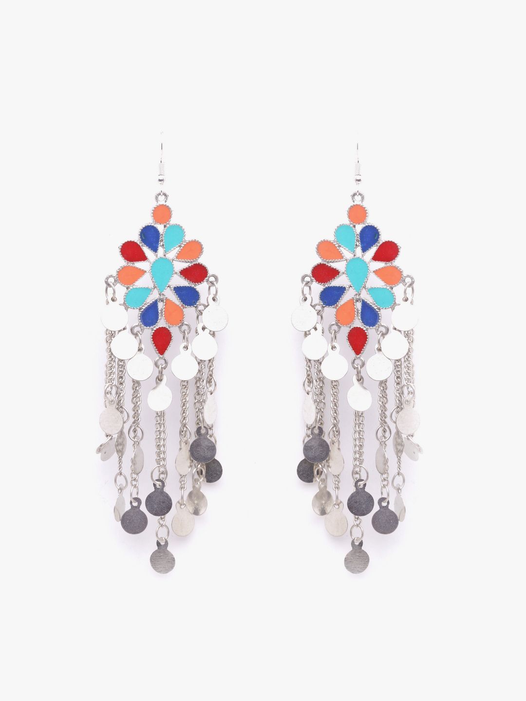 Moedbuille Silver-Toned Contemporary Drop Earrings