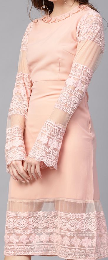 Buy Athena Women Peach-Coloured Solid Fit and Flare Dress - Dresses for  Women 5559116 | Myntra