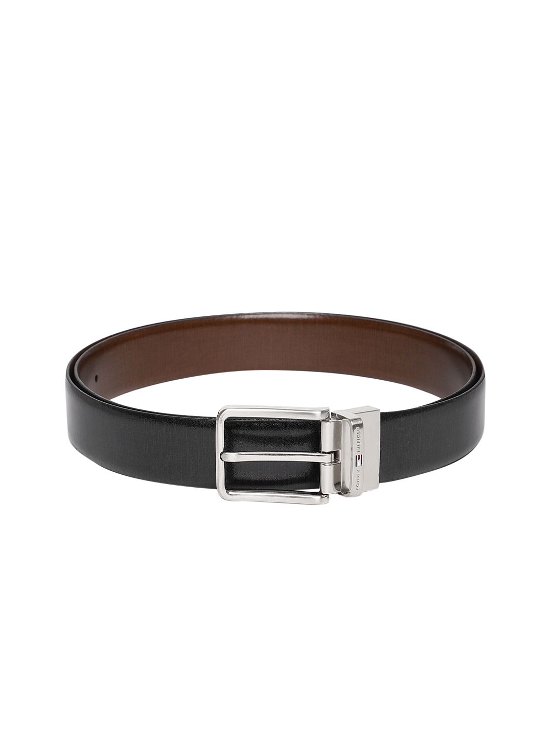 Tommy Hilfiger Men Black & Brown Solid Reversible Leather Belt