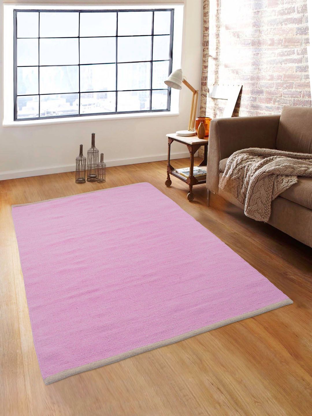 ROMEE Pink Solid Dhurrie-picture-20